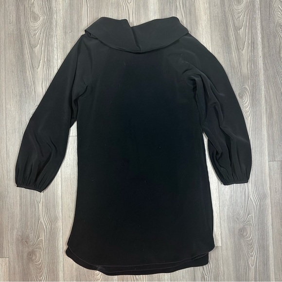 Thread Social Black Cowl Neck Long Sleeve Dress Purple Stitching Cocktail Party - Picture 5 of 8